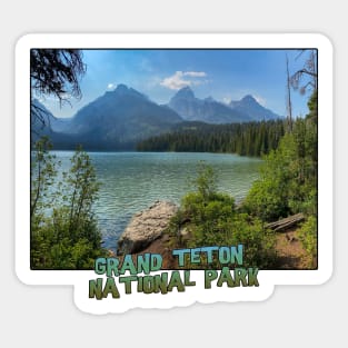 Wyoming State Outline (Grand Teton National Park - Taggart Lake) Sticker